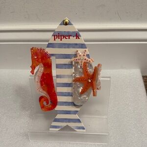 Piper Seahorse and Starfish Fish hair clips NWT